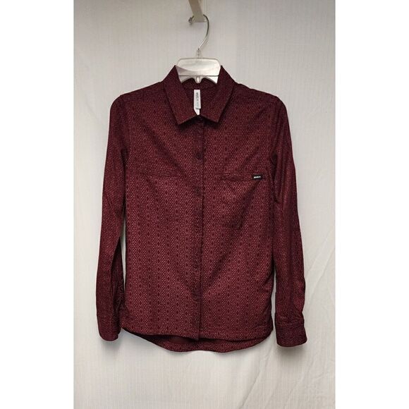 RVCA Mens Striped Button-Down Burgundy Regular Fit Size Small - Picture 2 of 8